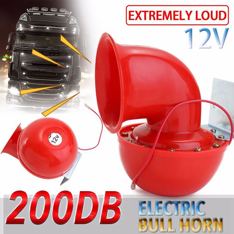 200DB 12V Red Electric Horn Air Horn For Car Motorcycle Truck Boat Snail Horn