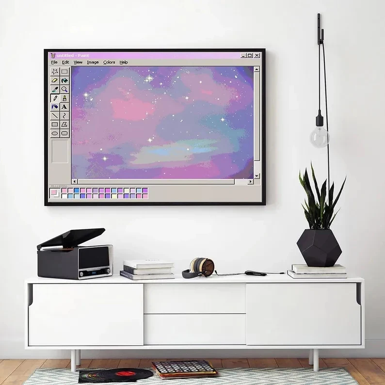 Vaporwave Aesthetic Poster Game Over Dolphin Microsoft Windows 95 Canvas Painting Wall Posters Bedroom Bar Hotel Home Decoration