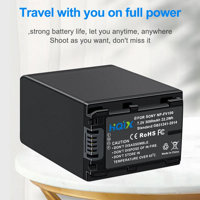 HQIX dla Sony HDR-CX450 CX550 CX760E CX900E XR150E CX510E CX550E CX580E CX610E CX680 CX700E kamera NP-FV100 podwójna ładowarka baterii