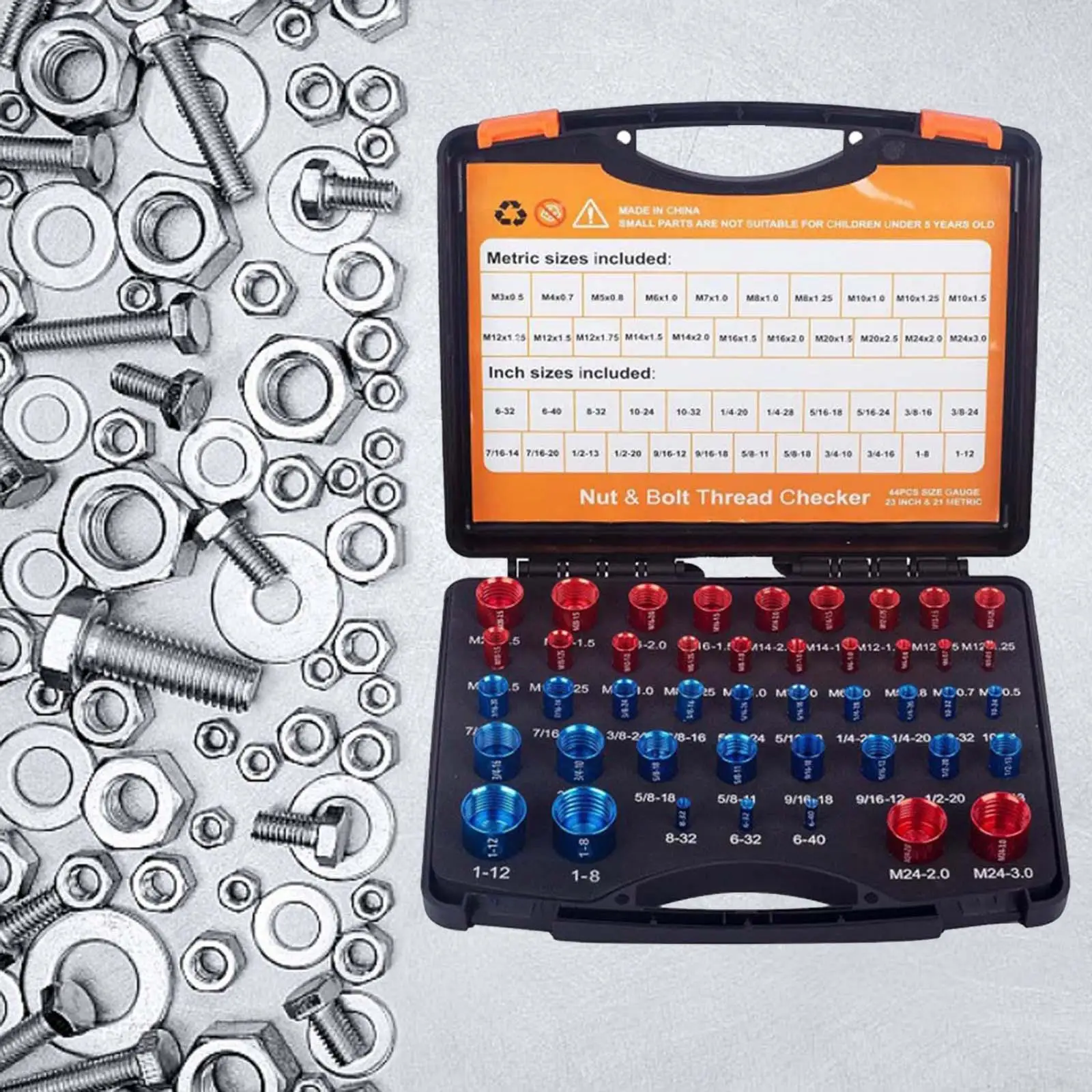 

44 Pieces Nut and Bolt Thread Checker for Handymen Auto Mechanics Machinists