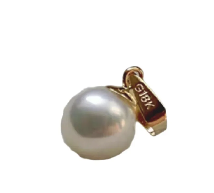 Authentic AAAA 6-7mm 7-8mm 8-9mm 9-10mm 10-11mm 11-12mm 12-13mm Natural White Akoya Round Pearl Pendant, 18k/AU750 Gold