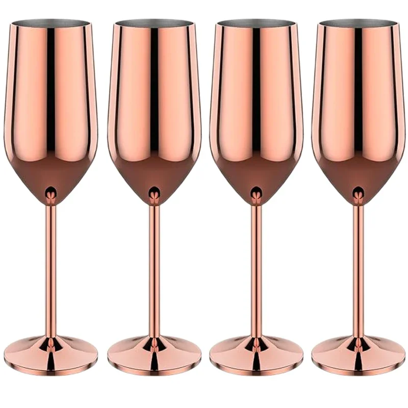 

4Pcs Stainless steel wine glasses unbreakable metal cocktail glasses 220ml for drinking cocktails and wine in the at bar Cup