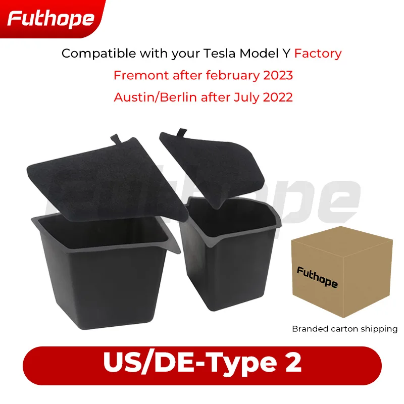 Futhope Car Trunk Side Storage Box For Tesla Model Y 2022-24 Cover Organizer Flocking Mat Partition Berlin Austin factory