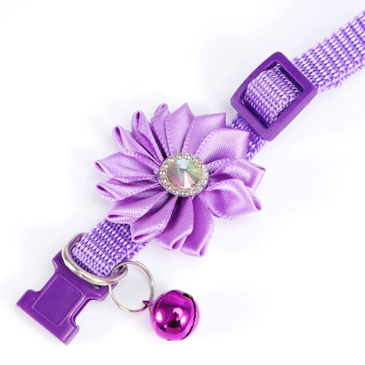 

Cat Collar Pet Necklace Flower Bell Design Adjustable Small Size Outfit Jewelry Attractive Durable Safe Easy Use