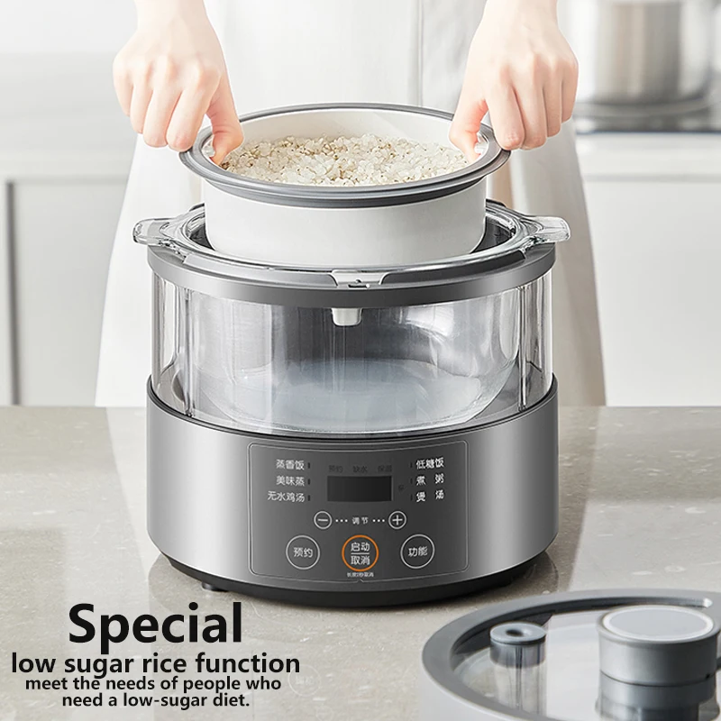 Joyoung Steam Rice Cooker 3L Glass Liner Pot Multifunction Steaming Stew Soup Cooking Rice For Home Kitchen F30S-S160