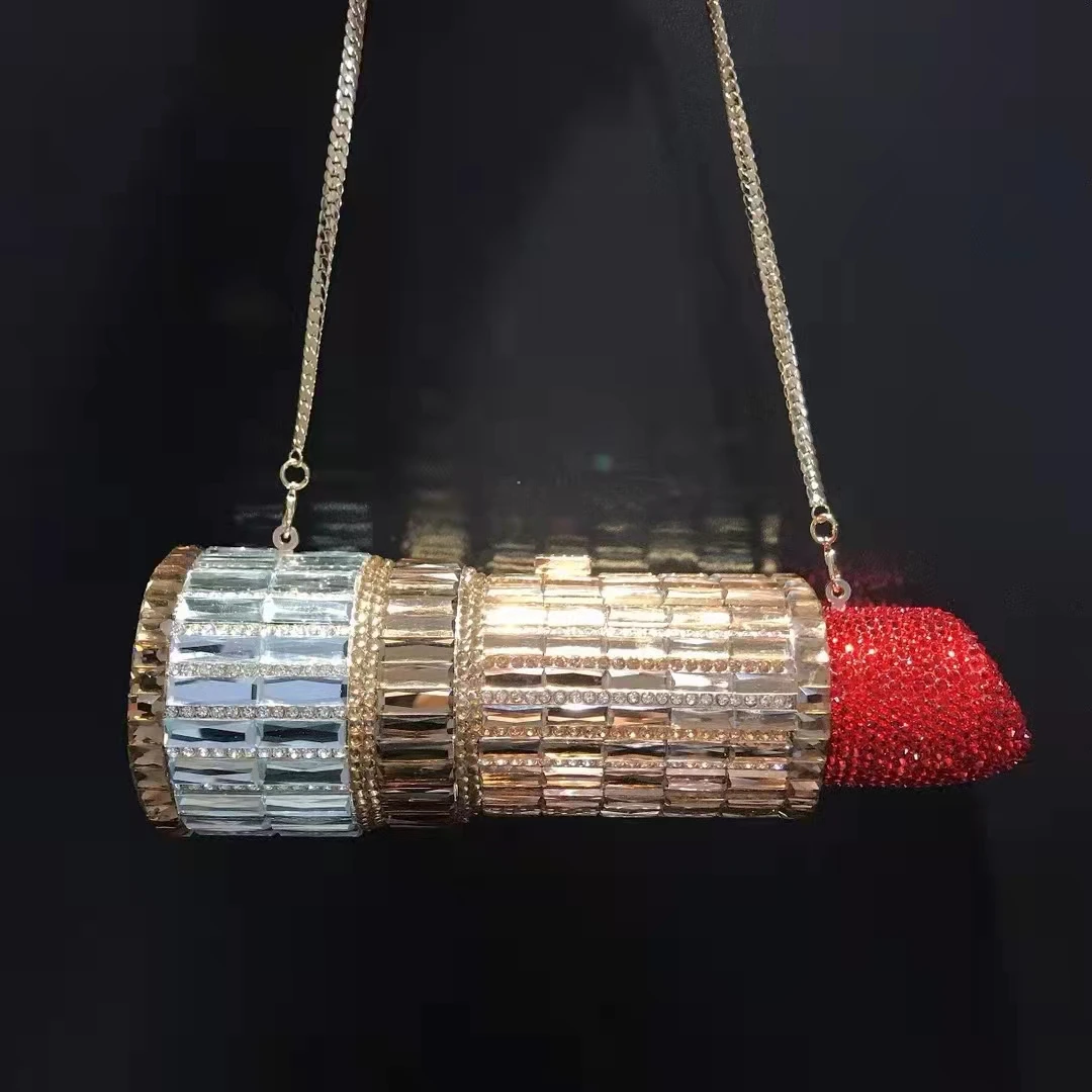 

XIYUAN клатчи с губной помадой и кристаллами, женские клатчи, вечерние сумки, свадебная вечеринка, коктейльная металлическая сумка-минодьер с бриллиантами, кошелек