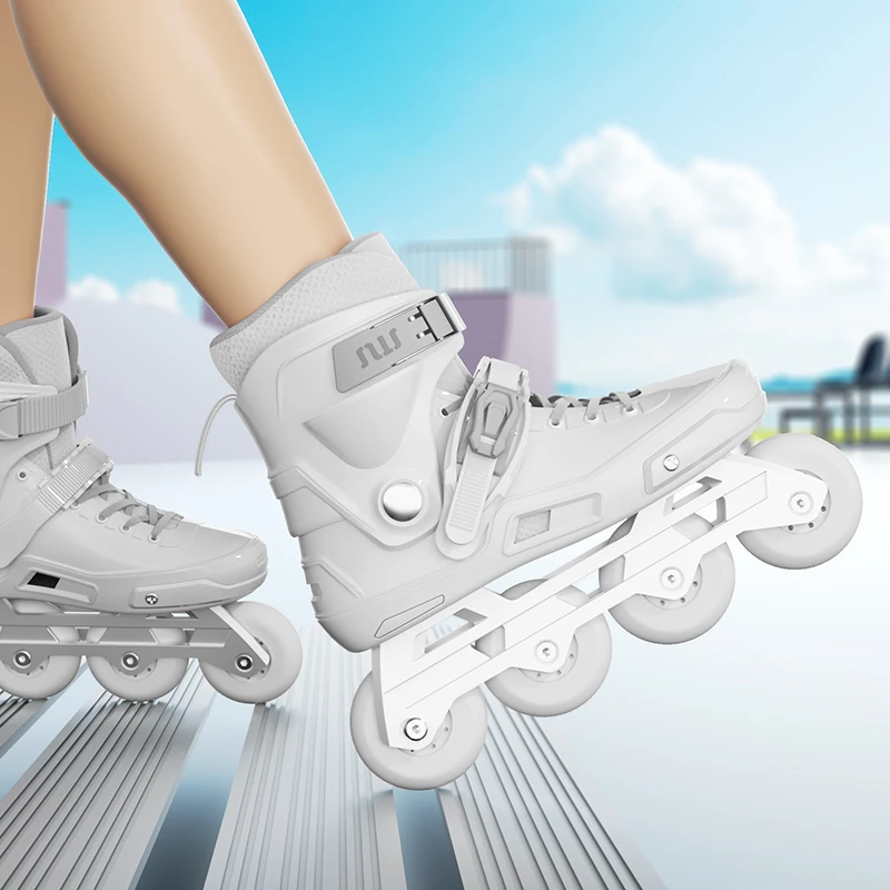 Professional roller skates men's and women's skates adult single row four wheels beginner white roller skates with protective