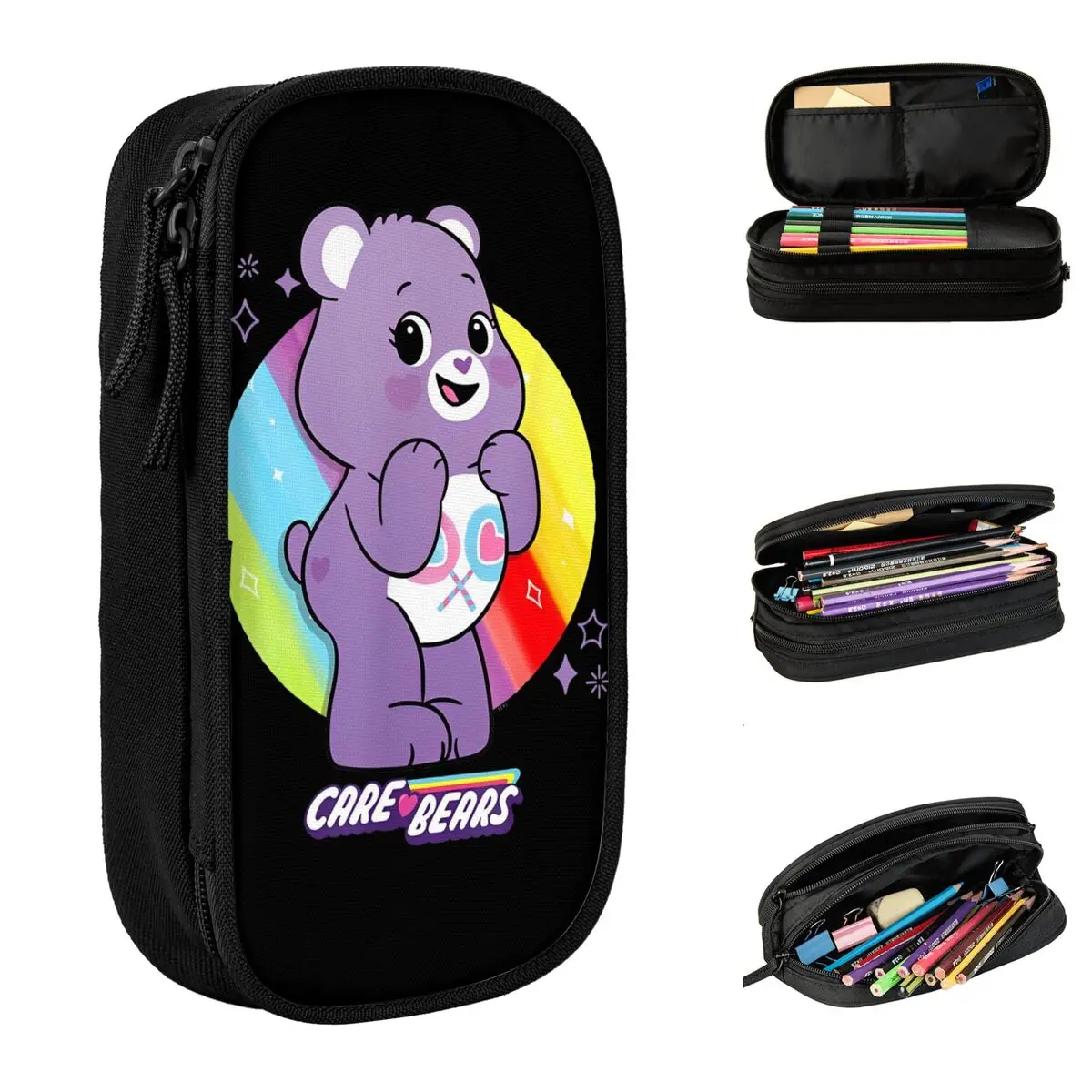 Care Bears- Unlock The Magic Share Bear Pencil Case Pencilcases Pen Box for Girl Boy Large Bag Students School Gifts Accessories