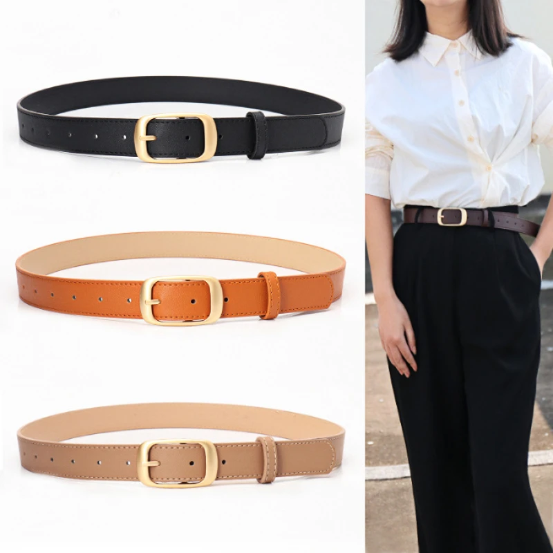 

Fashion Hundred Women's Belt Alloy Pin Buckle Decoration Korean Simple Waistband Female Senior Sense Decor Clothes Pants Belts