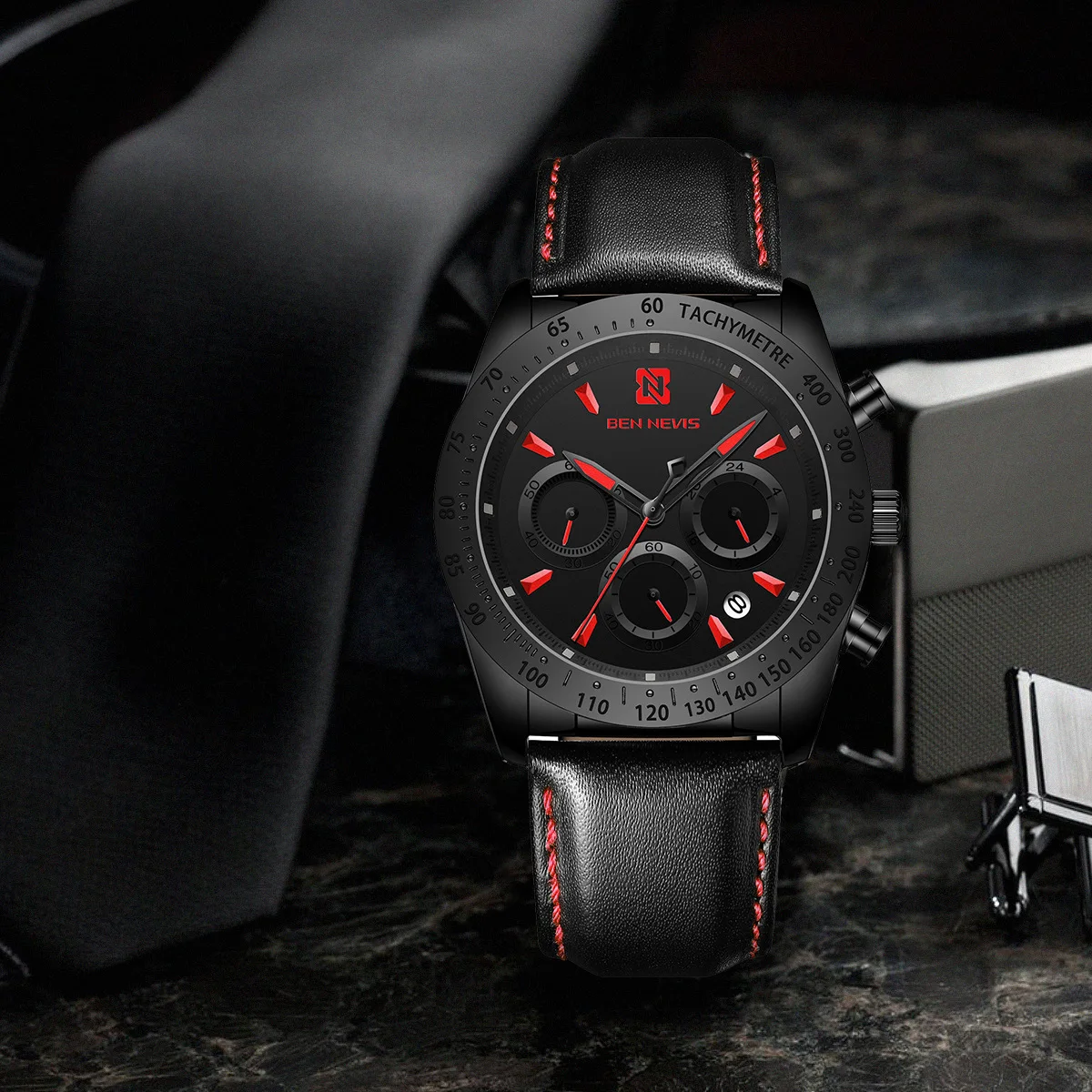 Sports Quartz Watch Leather Strap Wristwatch install Quartz Movement Luxury 30M Diving Men Wristwatch