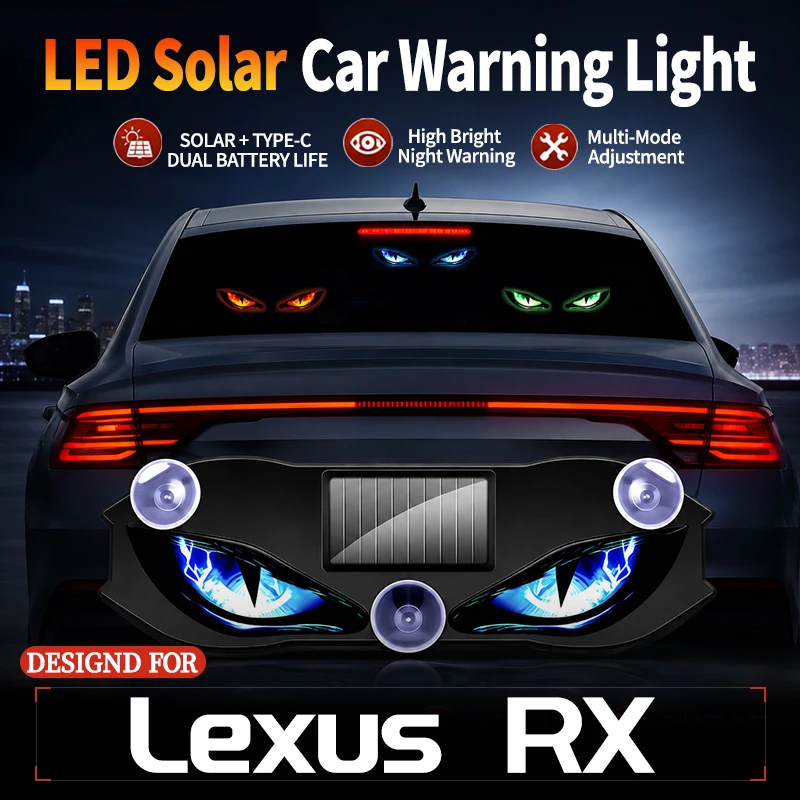 Fits For Lexus RX New Car Devil Eye Solar Vibration Sensor Dynamic LED Light Creative Car Ambient Light USB Rechargeable