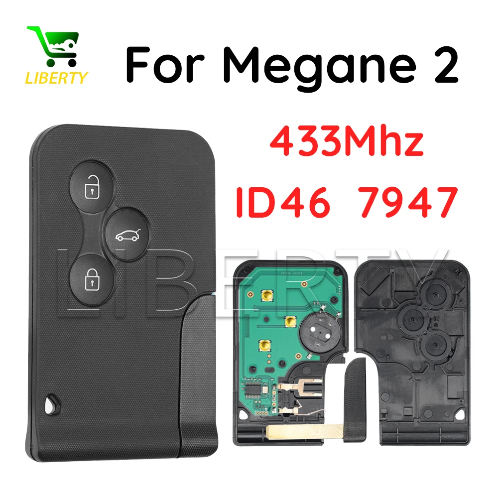 

Умный дистанционный автомобильный брелок Ly 3 кнопки для Renault Megane 2 Scenic, удаленный брелок для Megane II 433 МГц с чипом ID46 PCF7947