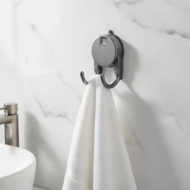 Suction Cup Hook Dual Hooks No Drilling For Smooth Surface Heavy Duty Hanger for Bathroom Kitchen Glass Door
