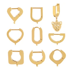 5pcs 316L Stainless Steel Hoop Earrings Base Geometry Hooks Earring Posts Connector For DIY Jewelry Making Supplies Accessories