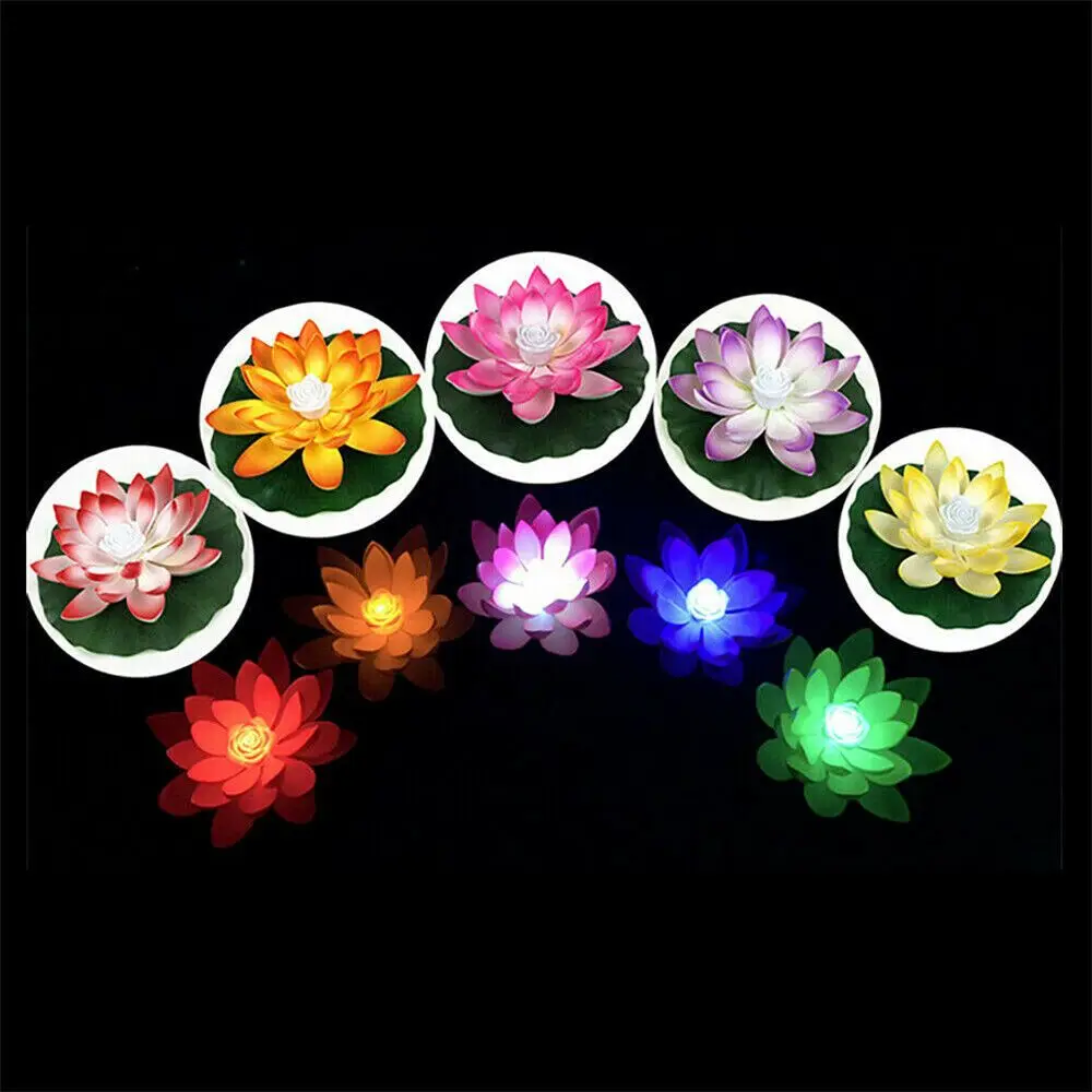 RGB LED Solar Powered Flower Light Floating Fountain Pool Pond Lamp Garden Decor