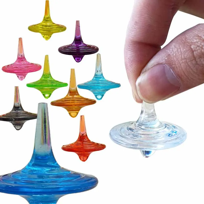 

10Pcs Children's Creative New Mini Finger Spinning Small Gyro Transparent Material Puzzle Nostalgia Student Fingertips Gyro Toy