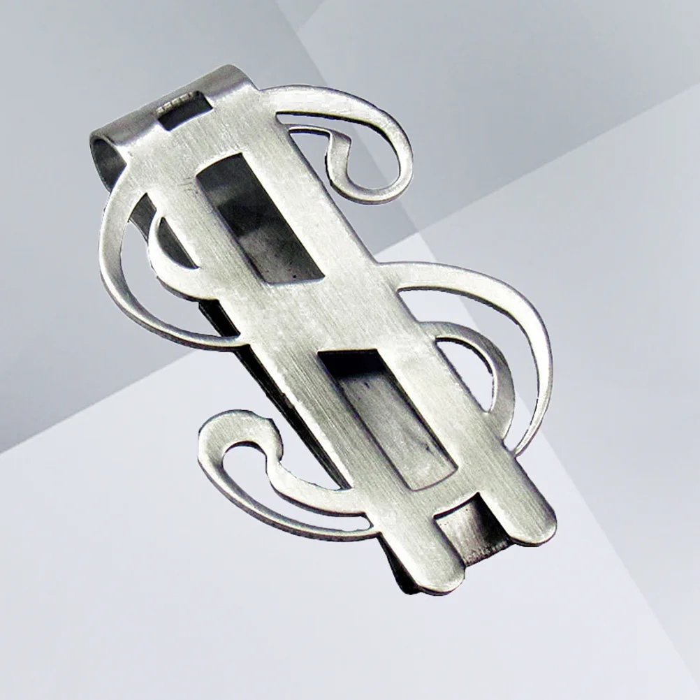 1pcs Stainless Steel Money Wallet Clips Dollar Sign Shape Banknote Clips Metal Money Folder Credit Holder