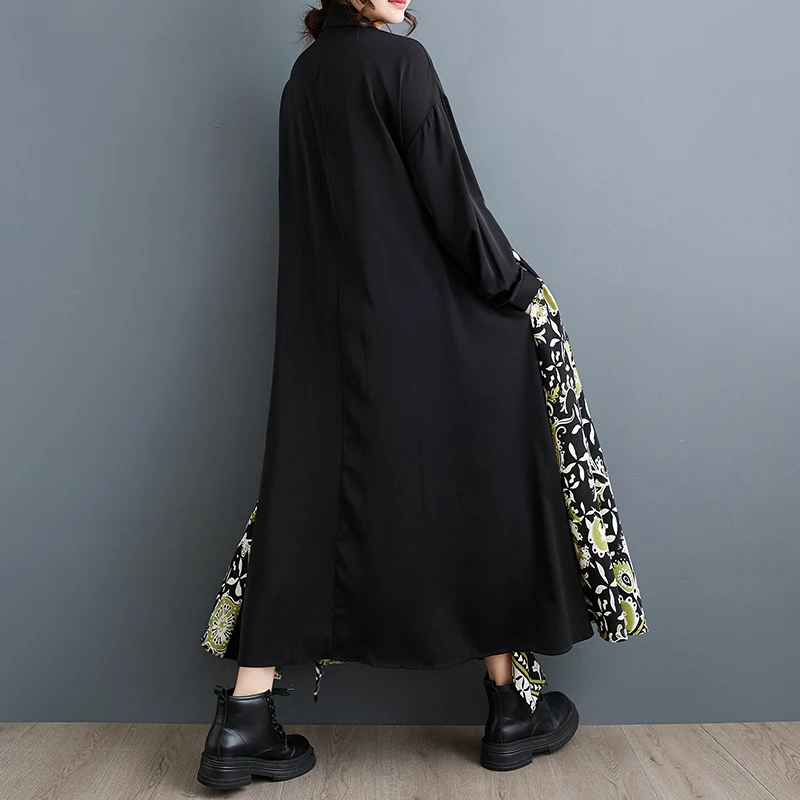 تمديد Faionable غير متناظرة اللون Blo عادية فضفاض المتضخم الشيفون Dr irt Dr Long Sve ألف خط ميدي Dr #3