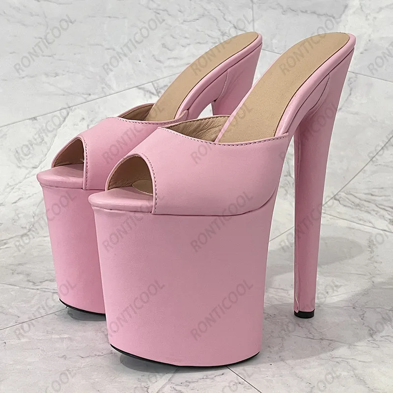 Rontifcool foto reali donna estate muli sandali Slip On tacchi a spillo Peep Toe abbastanza bianco scarpe da festa signore taglia usa 36-44