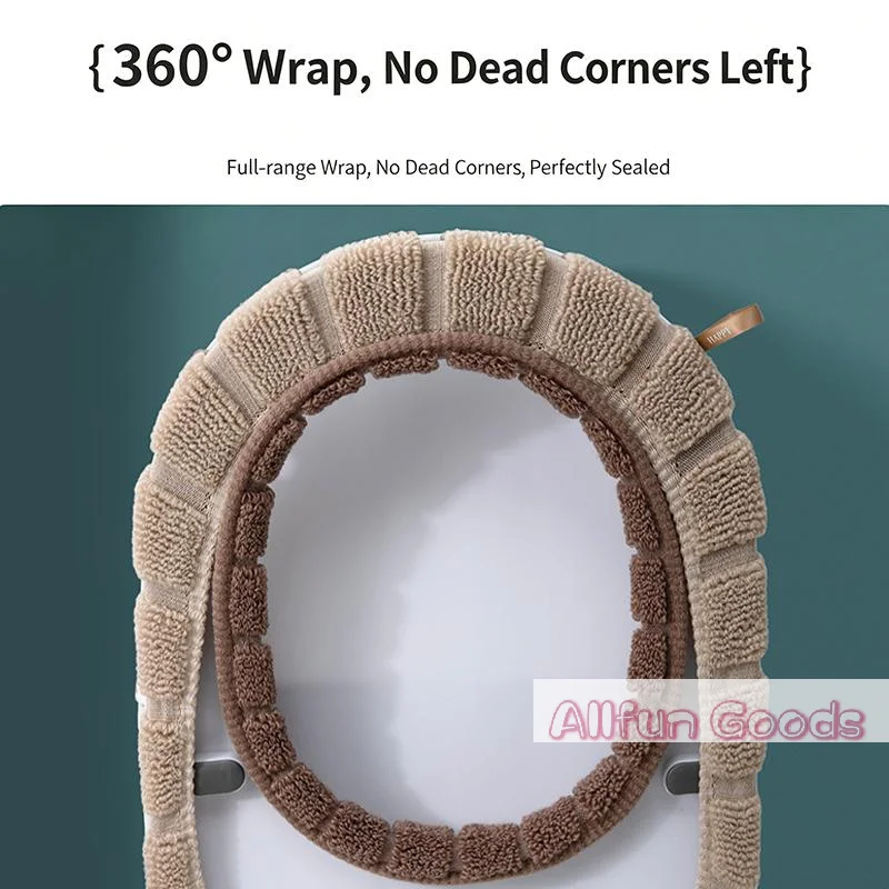 [TG835]Color Block Portable Knitted Toilet Mat Thickened Washable Antifreeze Toilet Cover Thickened Knitted O Type Universal
