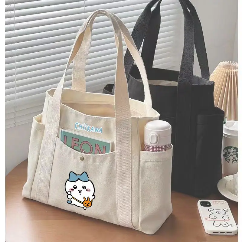 

Anime Chiikawa Kawaii Lovely Tote Bag Girls Large Capacity One Shoulder School Bag Usagi Hachiware Student Tuition Bag Sweet New