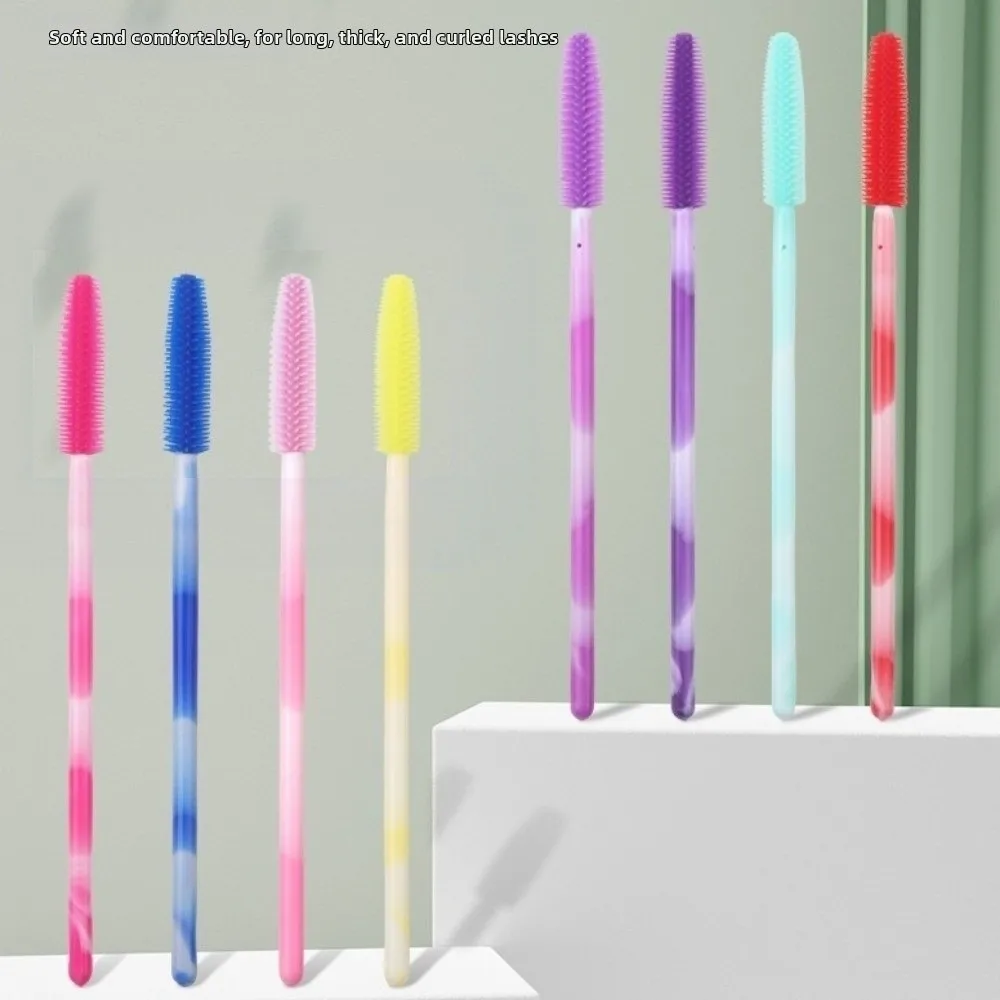 Brosses à cils jetables, outils de maquillage, brosse de maquillage en Silicone, microbrosse, couleur arc-en-ciel, applicateur de Mascara, 50 pièces