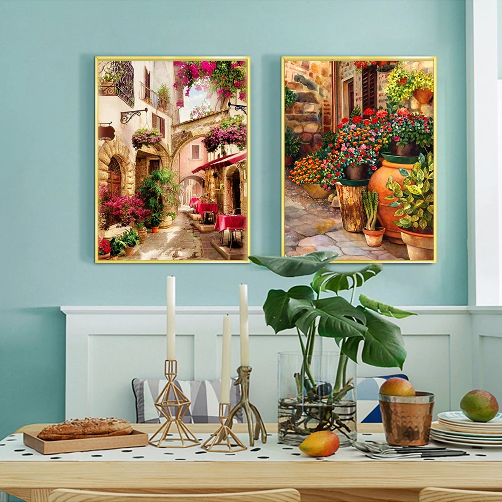 5D Diy Diamant Malerei Street View Voll Platz Runde Diamant Stickerei Landschaft Mosaik Strass Bild Hause Dekoration – Detail 5