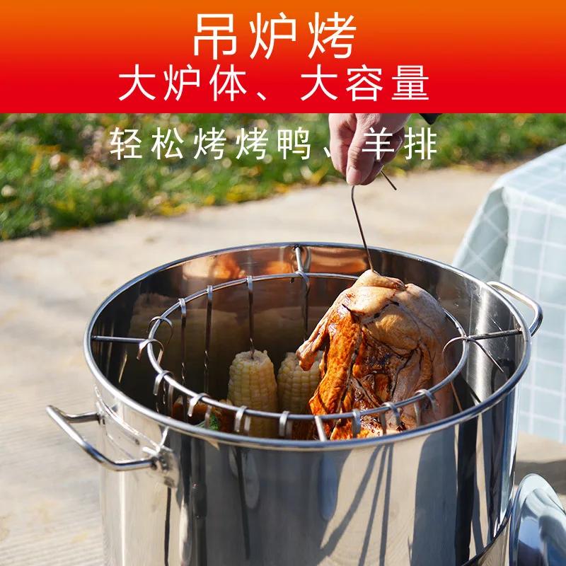 

Hanging oven barbecue grill for home use, smokeless charcoal grill for indoor and outdoor, stainless steel ham bucket