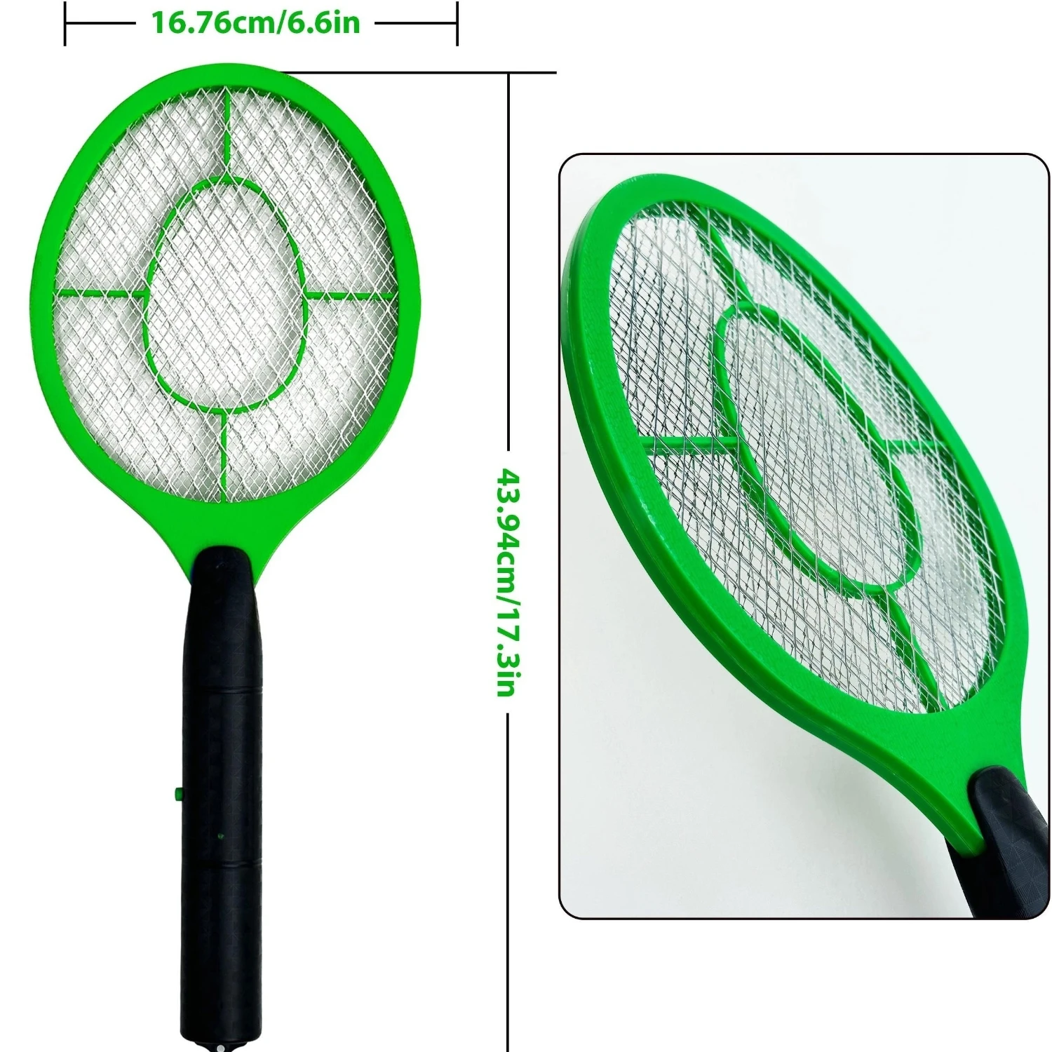 1개 강력한 LED 조명 모기 찰싹 때림 - 실내 및 실외 사용을 위한 전원 디스플레이가 있는 배터리로 작동되는 플라이 트랩 - 라켓 스타일