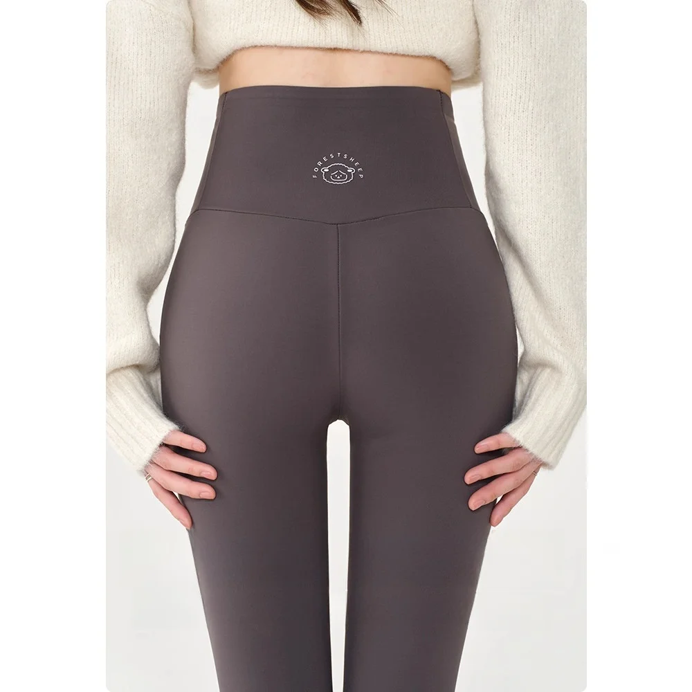 

High Waist Fce Lined Camere arkskin Yoga Pants Women's Elastic Warm Trousers Autumn Winter Outdoor Wear New Sle