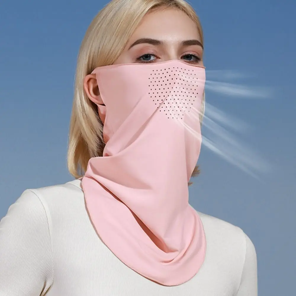 UV Protection Ice Silk Mask Sun Proof Bib Summer Face Scarves Neck Wrap Cover Neck Wrap Cover Solid Color Face Cover Women