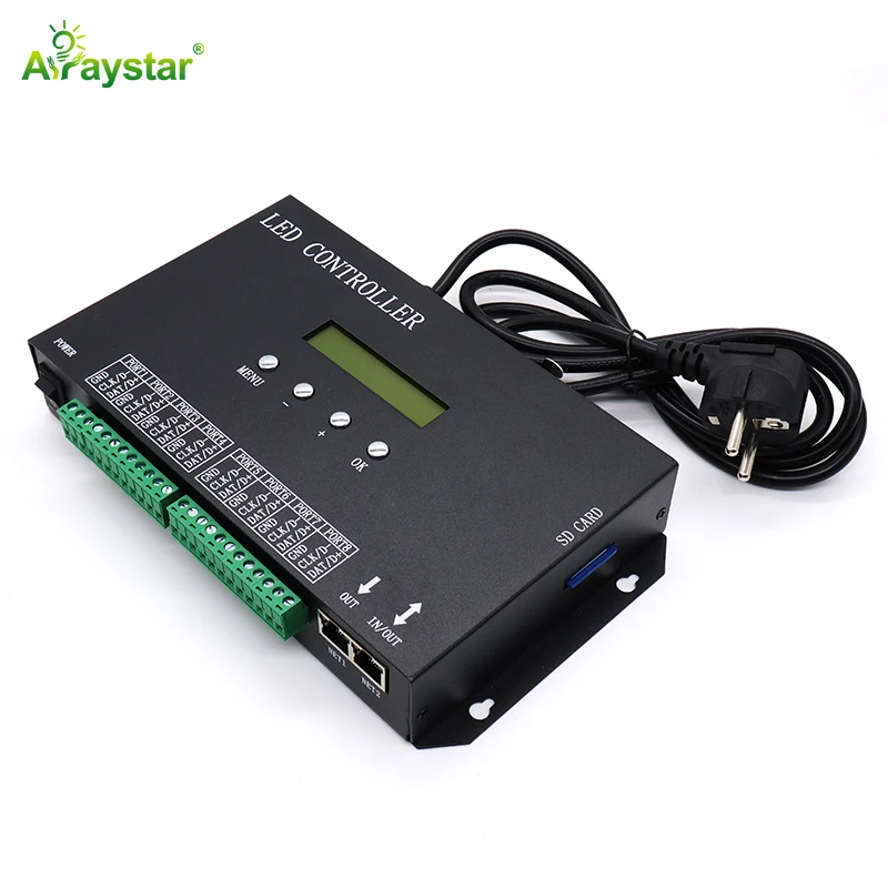 H807SA DMX512 LED Controller 8 Channel Artnet Protocal DMX to SPI RGB IC PIXEL Programmable LED Controller with SD Card