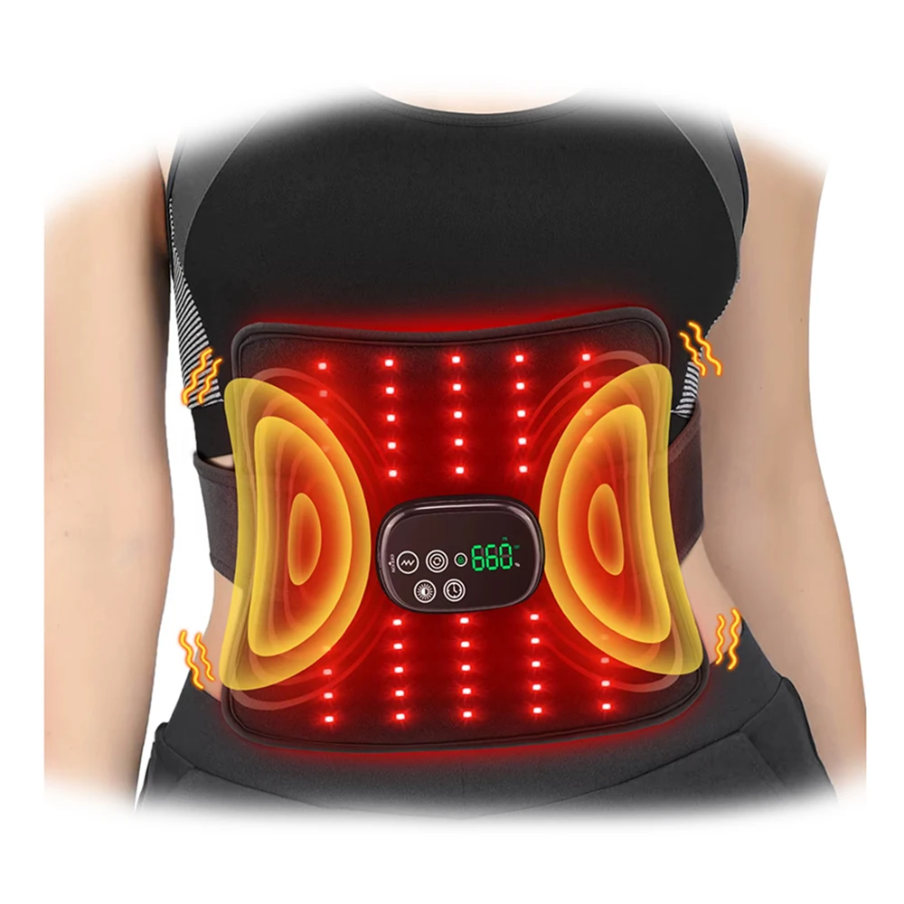 Wireless 660nm 850nm Vibration Arm Shoulder Abdominal Back Waist Massage Belt Red-light Body Massager