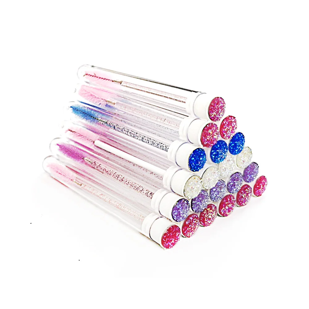 10/50pcs Reusable Eyelash Brush Tubes Eyebrow Brush Eyelash Wands Replaceable Dust-proof Drill Rose Bottom