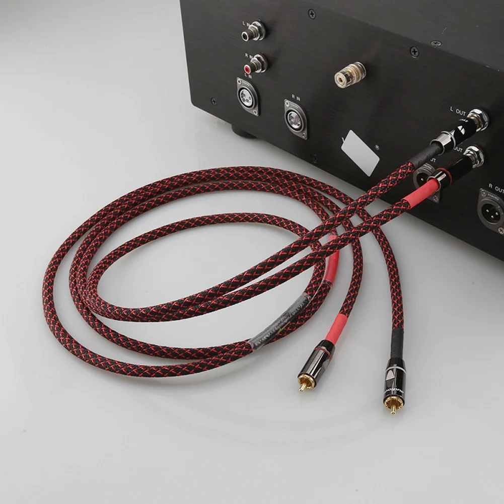 4-Core Oxygen-Free Copper Silver-Plated RCA Signal Cable Audio Cable Two-To-Two Audio CD Amplifier Double Lotus