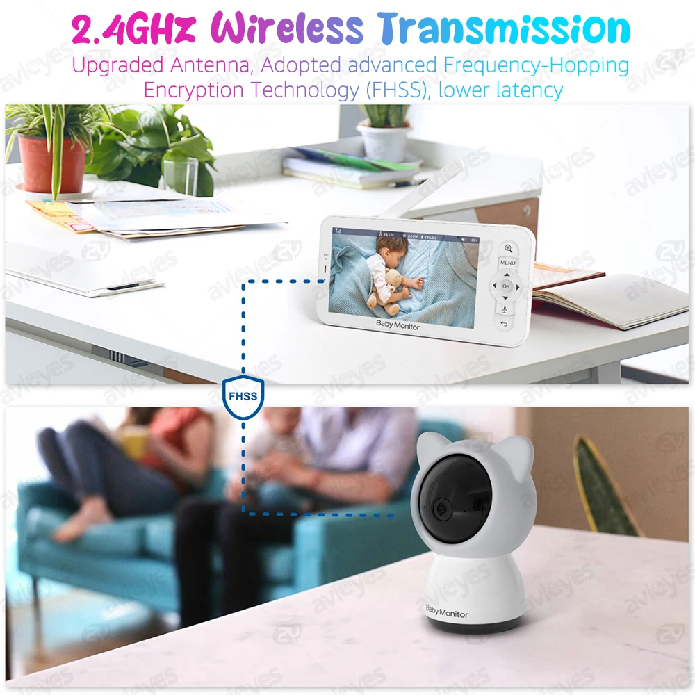 5 Inch WiFi Video Baby Monitor with Phone App 1080P Pan Tilt Zoom Baby Camera 2-way Talk Babyphone Auto Night Vision Babe Nanny