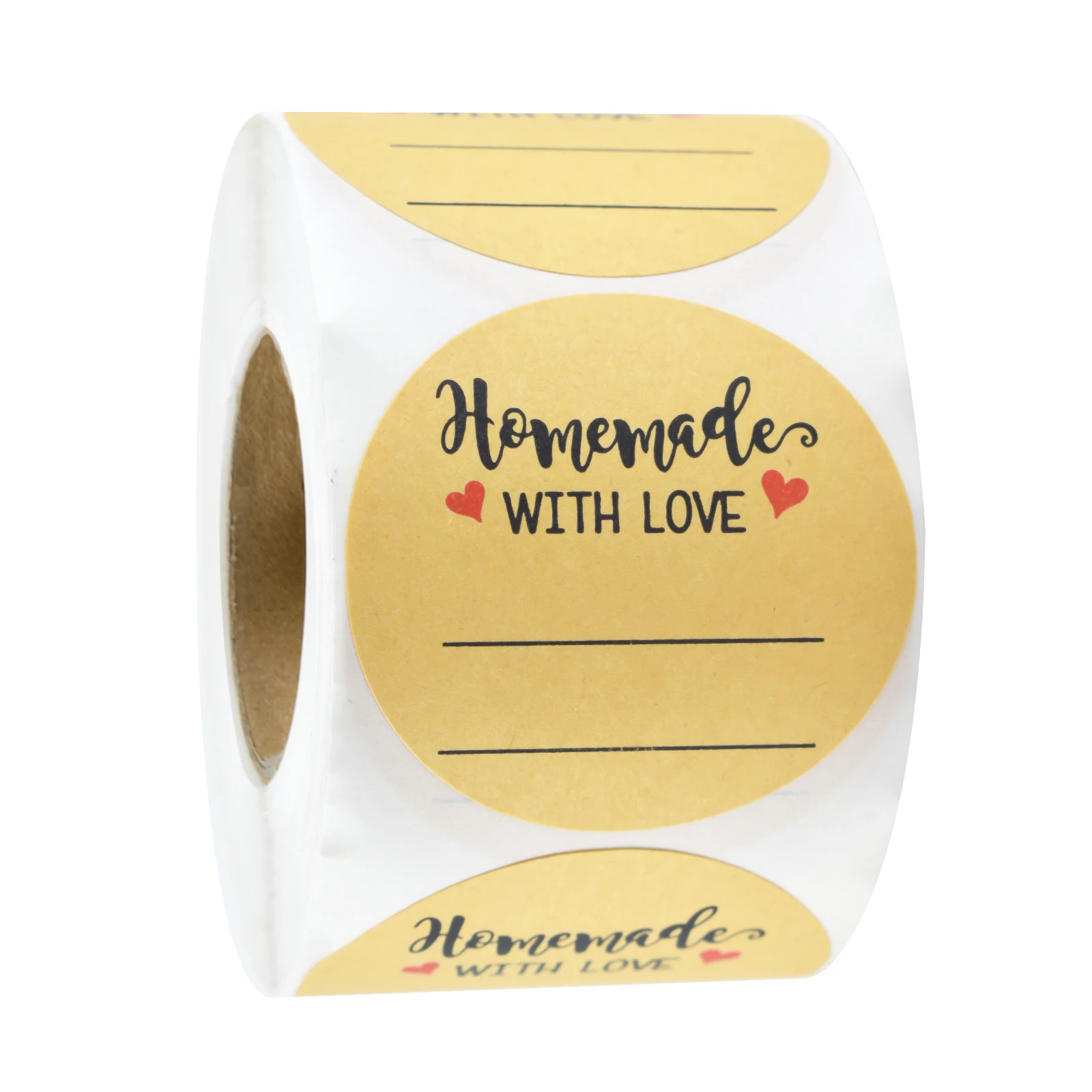 200Pcs 2-Inch Round Writable Kraft Adhesive Label Sticker Rolls, Envelope Stickers, Labels, and Small Cake Stickers for Baking and Handmade Crafts