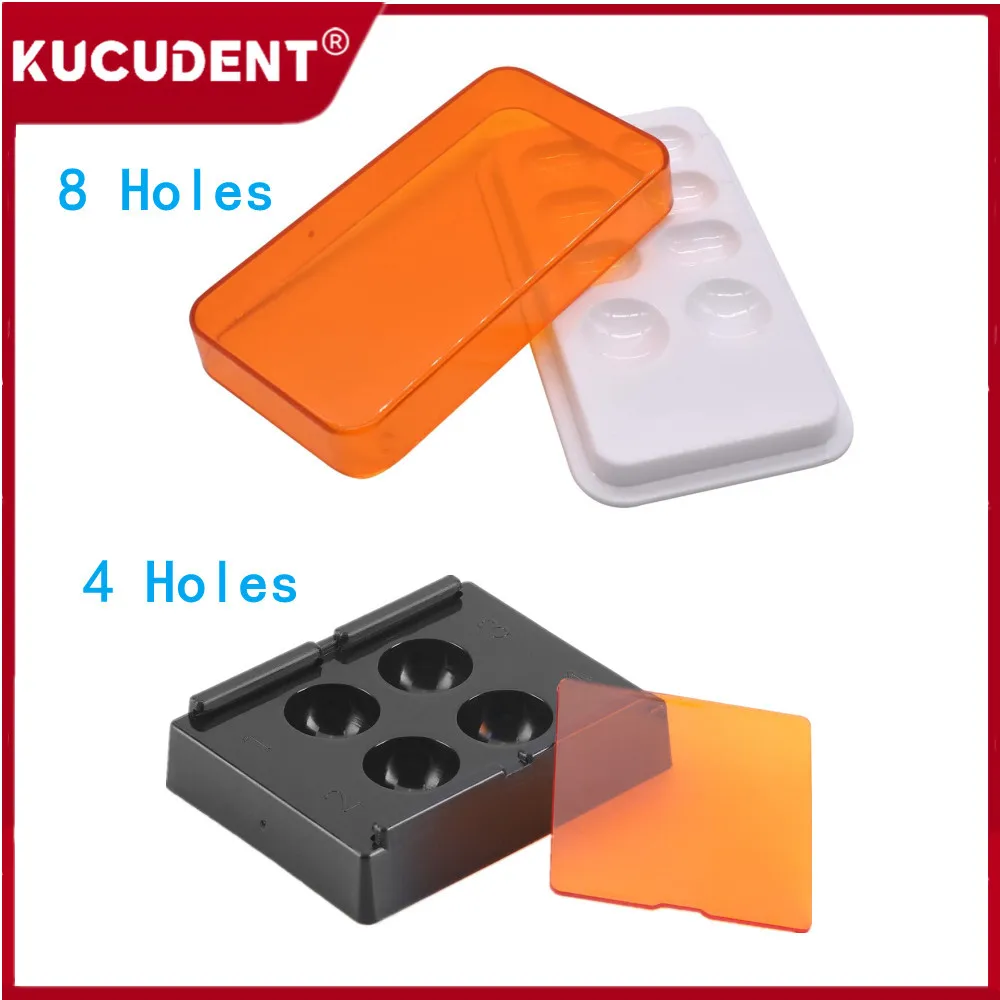 4 Holes/8 Holes Dental Resin Shade Light Box Mix Composite Hood Case Protector Veneer Storage Box Denture Teeth Patch Shading