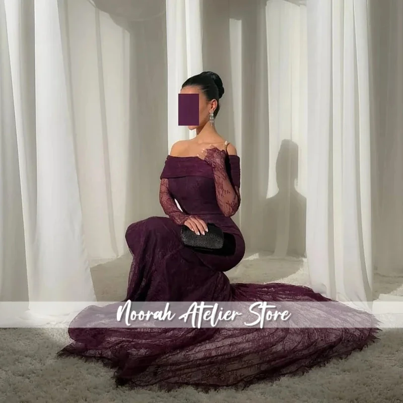 

Кружевное вечернее платье русалки по индивидуальному заказу с открытыми плечами и длинными рукавами, скромные вечерние платья для женщин, 2025 год, торжественное платье-труба