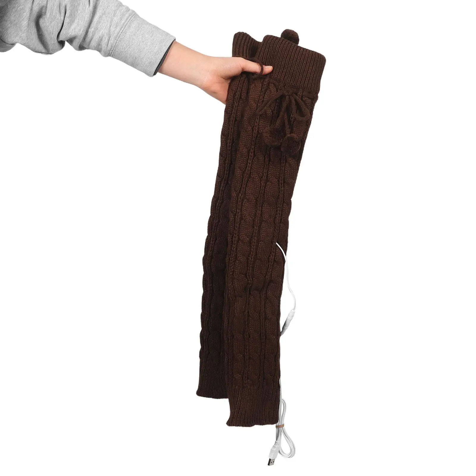 

1Pair USB Electric Heated Leg Warmers Cable Knit Thermal Knit Outdoor Heated Leg Warmers for Cycling Hiking Skating Winter Daily