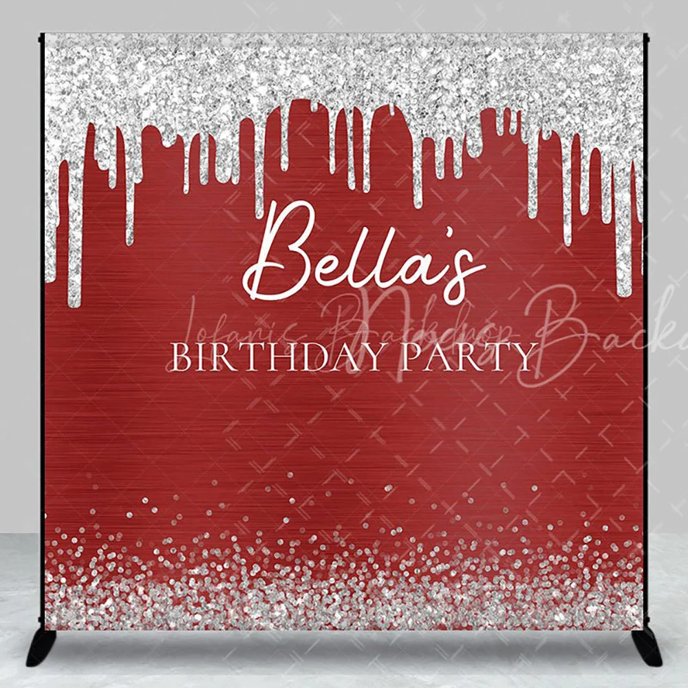 

Красно-серебристый блестящий фон с индивидуальным именем для дня рождения, блестящий фон для фотосъемки, декор для фотозоны