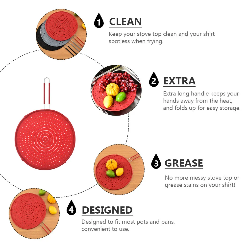 1Pcs Premium Silicone Oil Splatter Guard Splatter Screen for Frying Pan Stove Cooking Grease Strainer Cooling Mat Drain Board