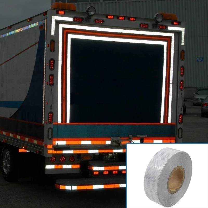 5cm*10m White DOT-C2 Reflective Tape Adhesive Safety Conspicuity Stickers His Vis Waterproof Reflectors Truck Strips For Vehicle
