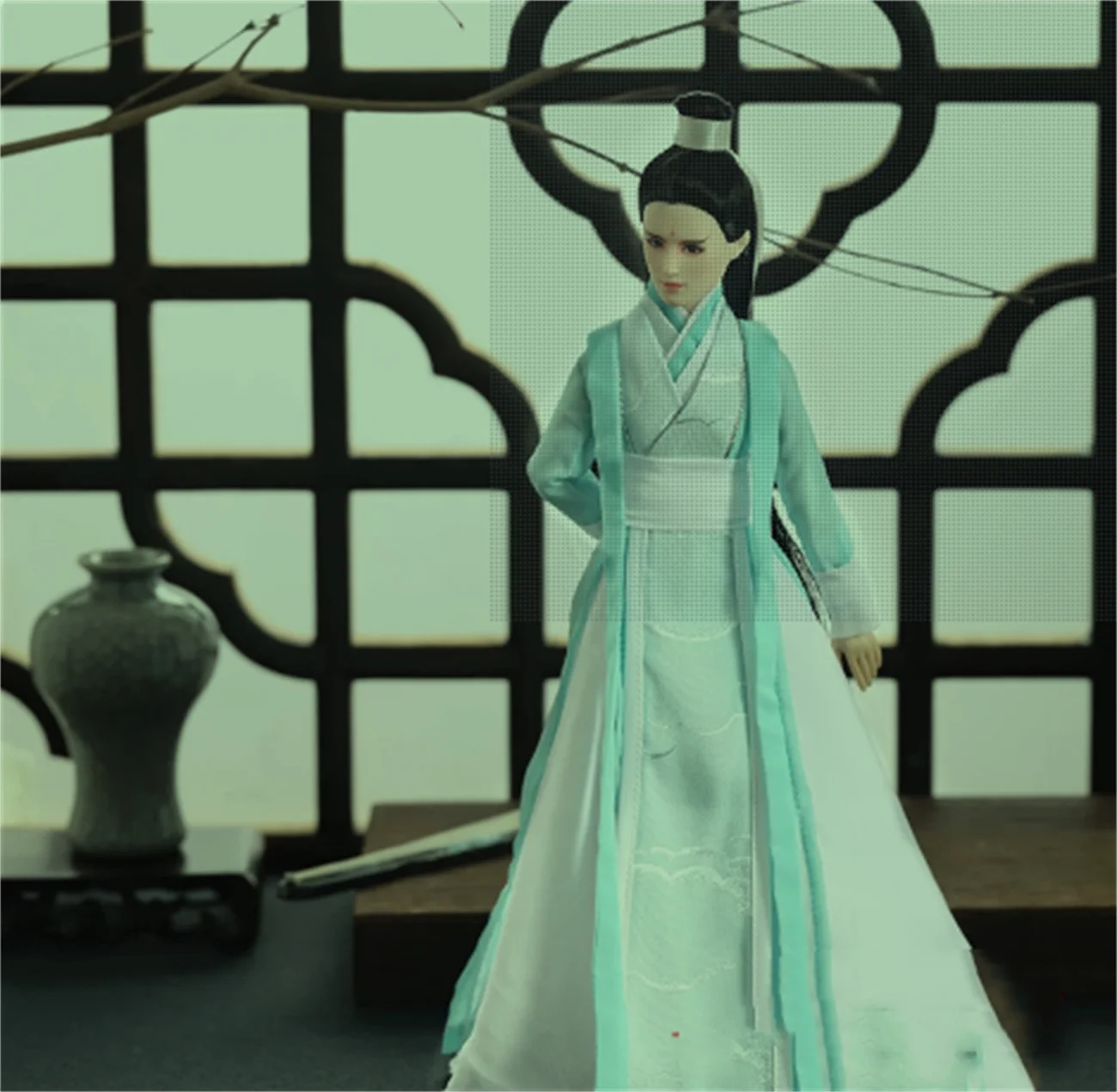 Hanfu Dress1/6 الرجال Hanfu الصينية القديمة معطف طويل تنورة ملابس دمى رداء نموذج ل 12 بوصة عمل الشكل الجسم AnimeToys