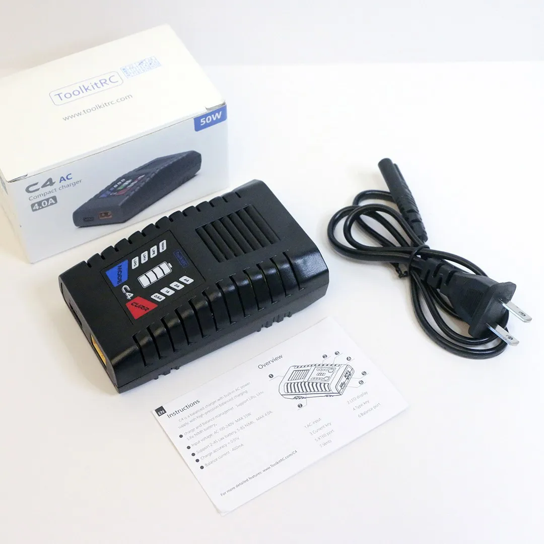 

ToolkitRC C4 50W balance charger LiPo LiHv drone model aircraft FPV lithium battery