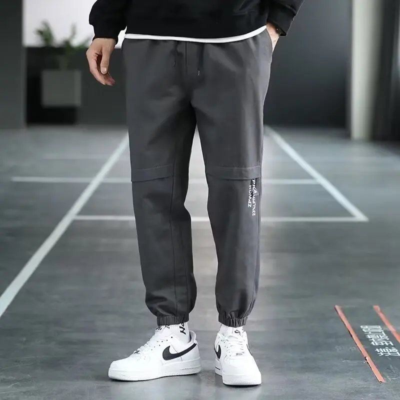 Calça casual masculina de rua alta, calça masculina solta, moletom Harajuku, moda coreana, streetwear da moda, corredores de carga