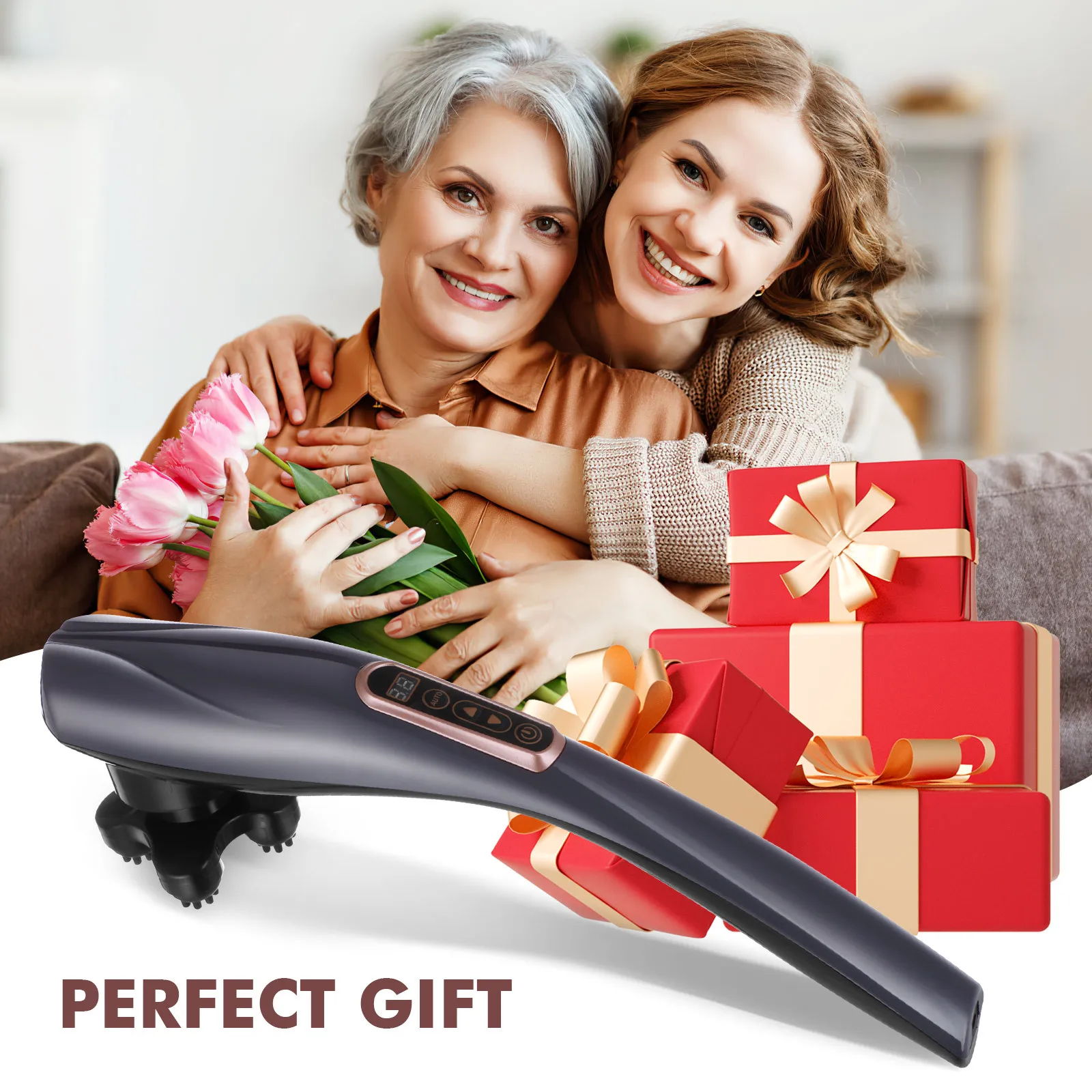 

Handheld Massager 10 Intensity Levels 12 Modes Electric Body Massage Tool for Neck Back Shoulder Heat Therapy Dolphin Design