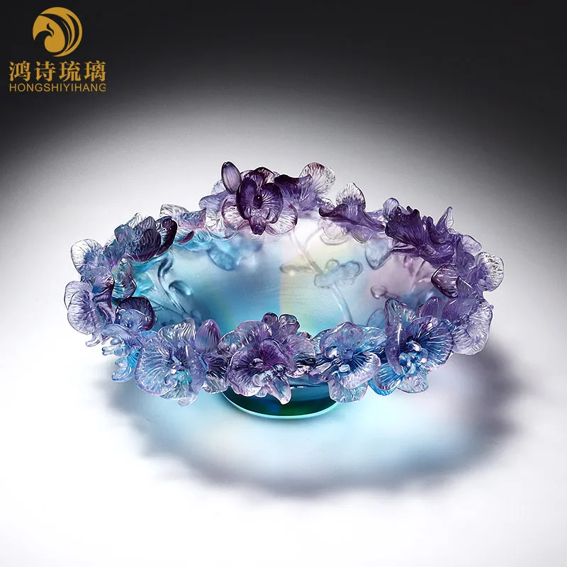 Glazed fruit plate ornament, living room table decoration, rose fruit plate moving practical high-end artwork