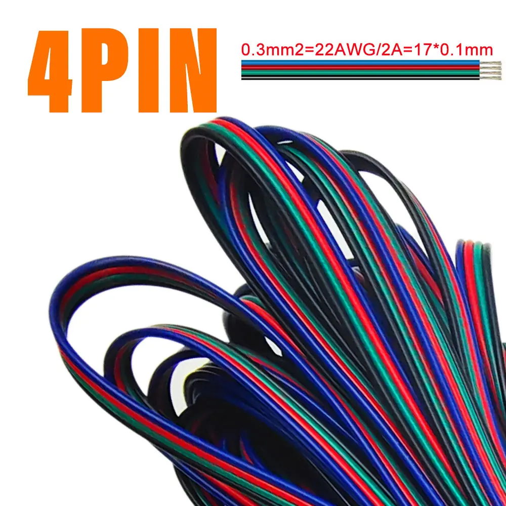 1m/5m/10m 2PIN 3PIN 5PIN 6PIN LED Wire Cable 22AWG Electric Wires Extension For WS2812B WS2811 5050 RGB RGBW LED Strip Light image 3