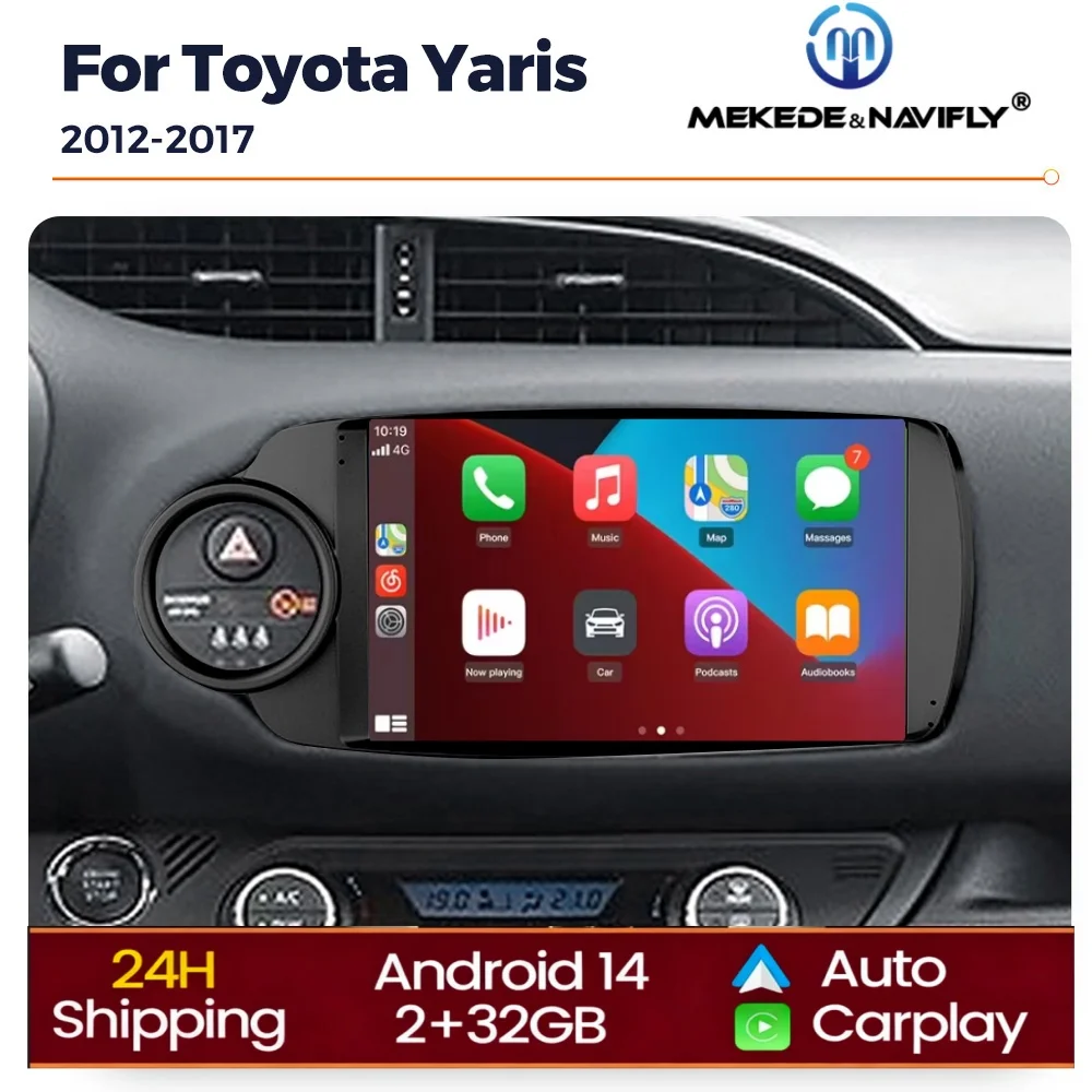 

9-дюймовый Android-плеер для Toyota Yaris 2012-2017, автомобильная мультимедийная система с HD-экраном, беспроводным CarPlay, GPS-навигацией